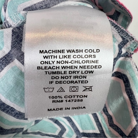 Simply Southern Shirt womens medium Tunic Top Coverup Dress Pink Turquoise - Picture 7 of 10